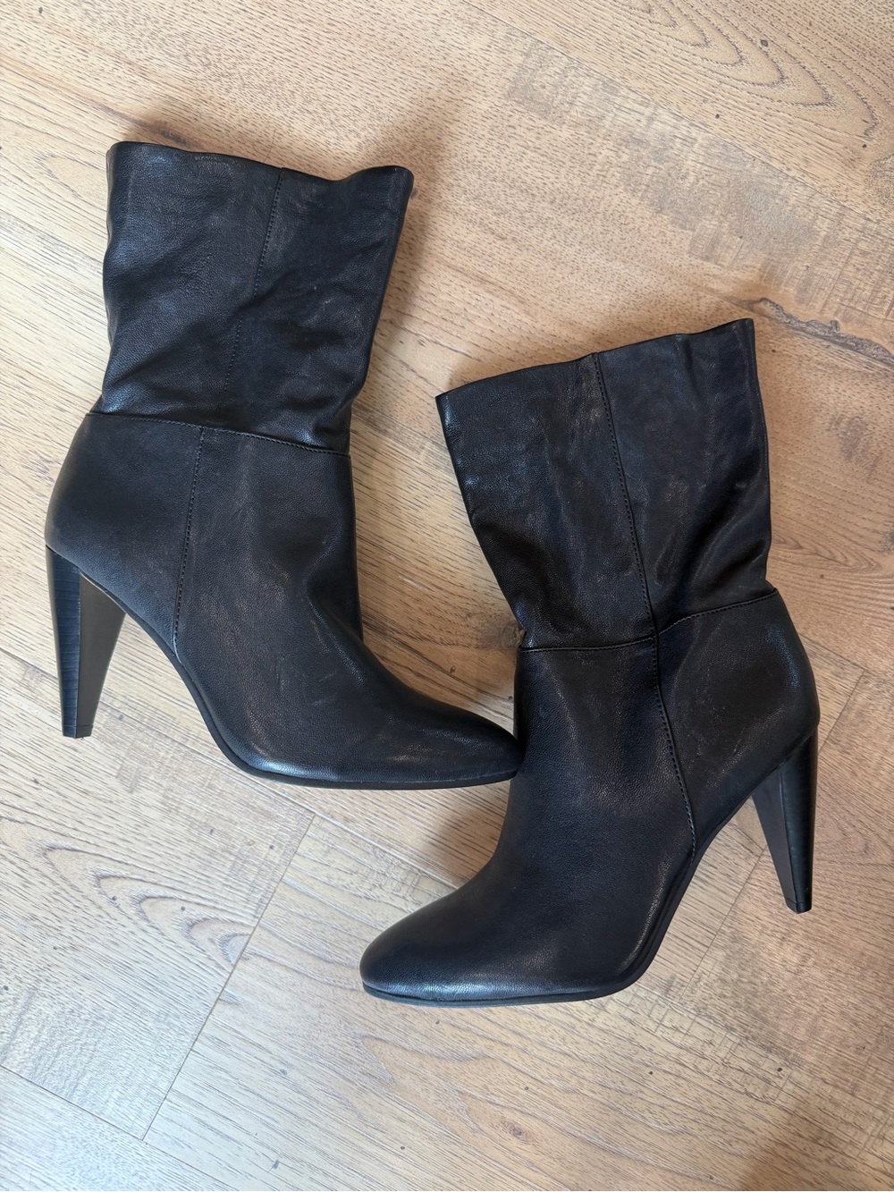 Vince Camuto Black Slouchy Mid-Calf Stiletto Boots